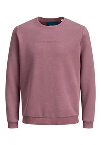 Felpa girocollo in rosa polveroso, in tessuto misto cotone, con logo del marchio embossato sul petto, polsini e orlo a coste per una vestibilità aderente.