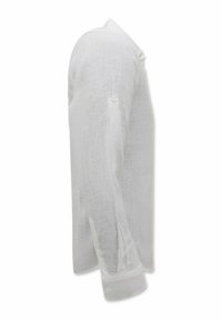 Witte linnen blouse met lange mouwen, een gestructureerde kraag en knoopmanchetten. Geweven stof met een lichte, ademende uitstraling.