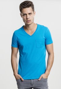 Urban Classics V-NECK POCKET TEE - Pamata T-krekls - turquoise