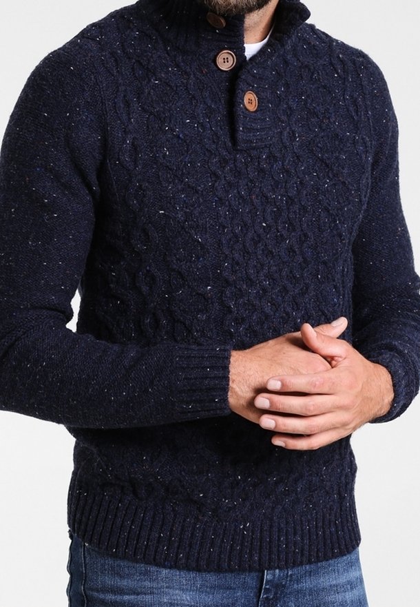 Pier One Stickad tröja - mottled dark blue