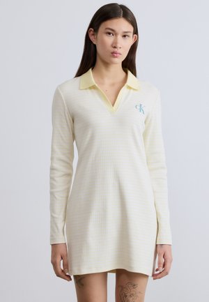 STRIPED MONOLOGO  - Rochie din jerseu - french vanilla