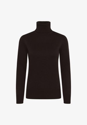 Musthave mustriba kootud musta värvi kõrge kaelusega sviiter. Omab pikki varrukasid ja kehakallakut, millel on ühtlane värv.