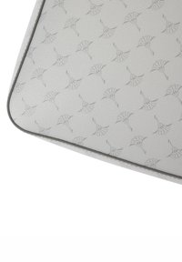 Szara fakturowana skóra z powtarzającym się subtelnym wzorem wachlarza, wyposażona w gładką ramkę i zaokrąglone krawędzie dla wyrafinowanego wyglądu.