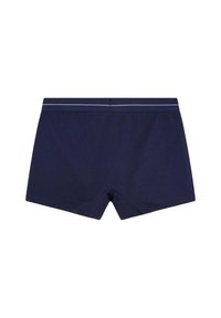 Boxer shorts bleu marine au toucher lisse, avec une ceinture grise contrastante et un design simple. Pas de logos ni de motifs visibles.