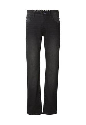 Svarta jeans i denim med rak passform, femficksdesign, lätt blekning, kontrastsömmar och ett märkt midjeband.