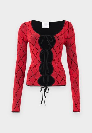 Sinead Gorey ARGYLE DOUBLE LAYER TOP - Long sleeved top - red/black