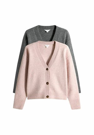 2 PACK V- NECK - Kardigán - light pink grey marl