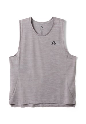 Camiseta deportiva sin mangas de color lila claro, con escote redondo y pequeño logo negro de Altavia en la parte superior izquierda del pecho.