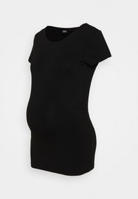 ONLY MATERNITY OLMLOVELY ONECK 2PACK - Paprasti marškinėliai - black/light grey melange