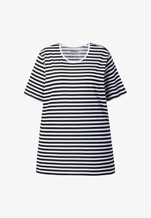 Zwart-wit gestreept T-shirt met korte mouwen en een ronde hals, gemaakt van zachte stof met een relaxte pasvorm.