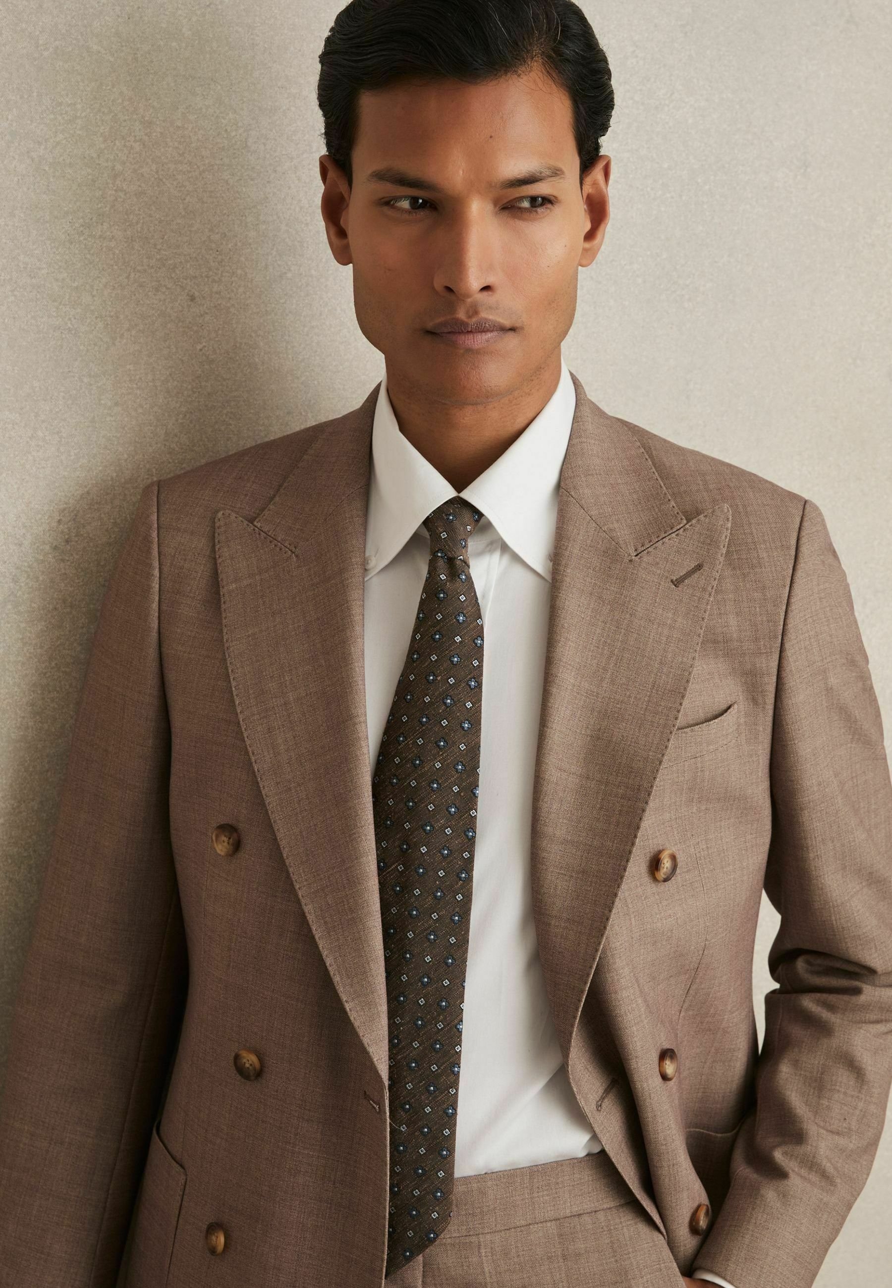 reiss tobacco suit Reiss MARCO MINI-FLORAL - Tie - tobacco brown/brown