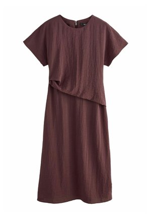 TALL FIT - SHORT SLEEVES DRAPE DETAIL MIDI  - Trikoomekko - burgundy red