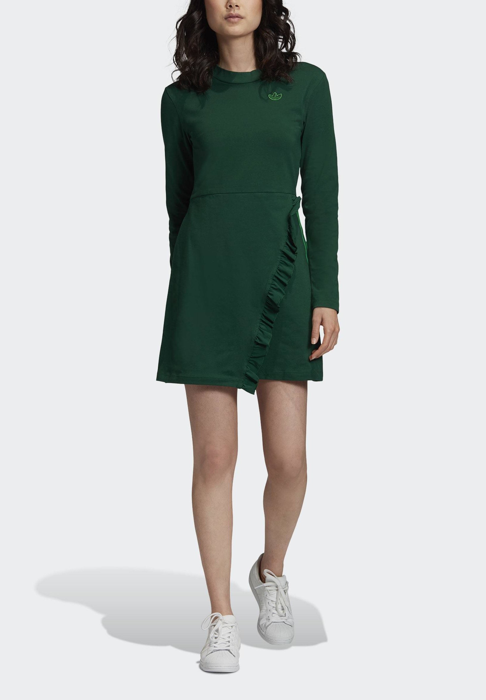 adidas Originals LONG SLEEVE DRESS - Jersey dress - green - Zalando.de