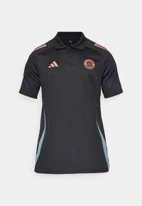 Mustva polo särk tekstuuriga viimistlusega, kergete teal'ite aktsentide, kolme triibu õlgadega ja ümmarguse FC Bayern Müncheni logo rinnal.