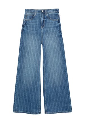 WIDE LEG GLITZER-NADELSTREIFEN - Jean flare - blau