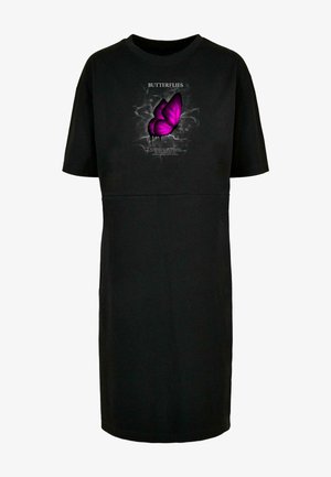 Merchcode, BUTTERFLIES SLIT TEE - Jerseykjole - black