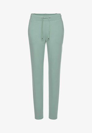 Mintgrüne Jogginghosen mit elastischem Bund, verstellbarem Kordelzug und schmalem Schnitt. Weicher Stoff ohne Taschen oder Verzierungen.