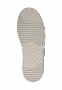Semelle de chaussure en caoutchouc beige clair avec une surface texturée. Présente des motifs en relief alternés, y compris des nervures et un design en forme de diamant.