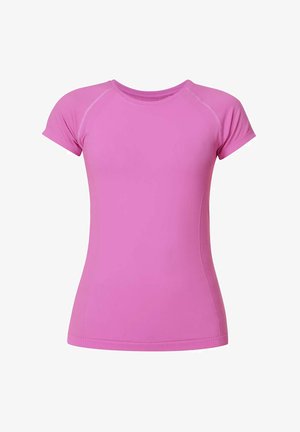 Roze atletisch shirt met korte mouwen, een ronde hals en subtiele mesh panelen aan de zijkanten, ontworpen voor een nauwsluitende pasvorm.