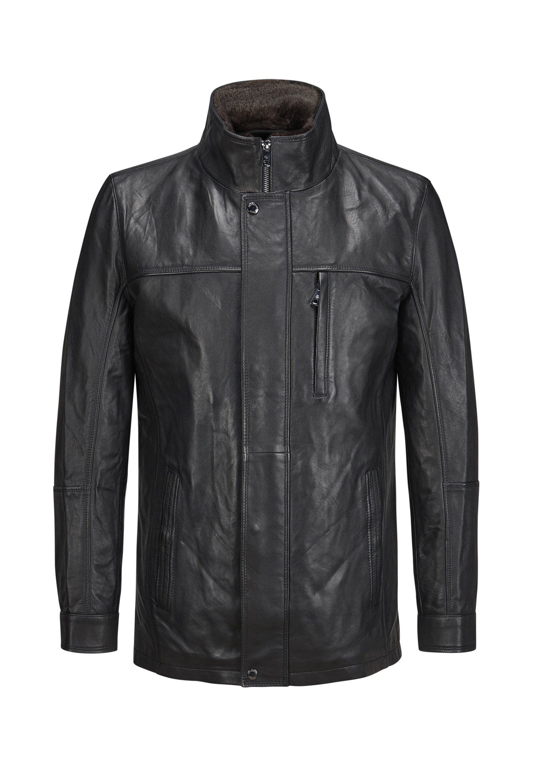 Milestone MSBERNARDO - Leather jacket - schwarz/black - Zalando