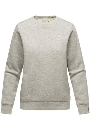Light gray sweatshirt made of cotton blend, featuring a crew neck, long sleeves, ribbed cuffs, and a small logo emblem on the chest.