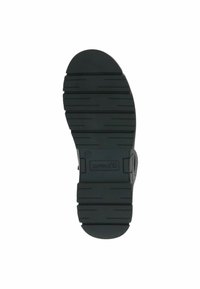Talpa de cauciuc neagră, cu un profil texturat, având caneluri orizontale și verticale. Marcați include dimensiunea și logo-ul brandului.