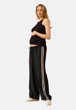 WIDE LEG - Trainingsbroek - black/white