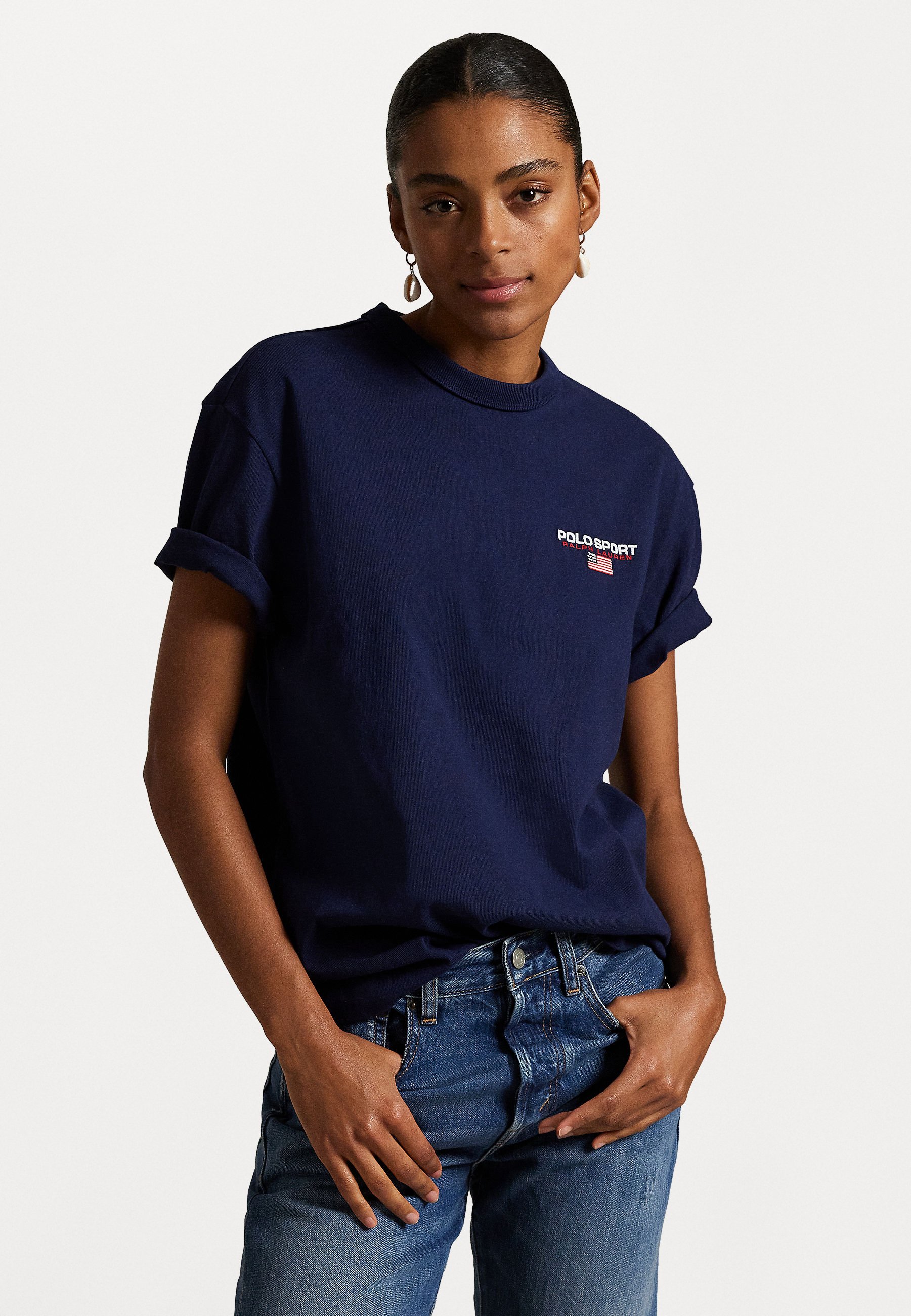 売れ筋商品|||ラルフローレン Tシャツ レディース トップス SHORT SLEEVE UNISEX - Print T-shirt - cruise navy Polo Ralph Lauren SHORT SLEEVE - T-Shirt basic - cruise navy