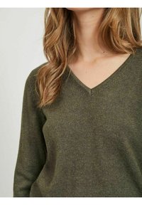 VILA VIRIL V-NECK NOOS - Stickad tröja - forest night