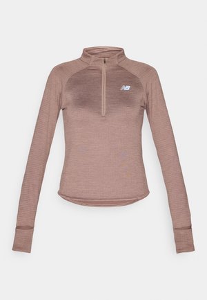 New Balance ATHLETICS GRID 1/2 ZIP - T-shirt à manches longues - earth shadow heather