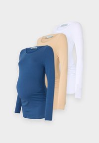 3 PACK - T-shirt à manches longues - white/dark blue denim/off white