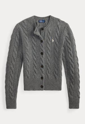Polo Ralph Lauren, CABLE-KNIT WOOL-CASHMERE CARDIGAN - Kardigán - flannel grey heather