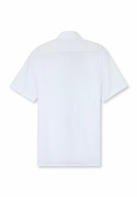 Korte mouwen witte shirt van gladde stof, met een klassieke kraag en een schone achterkant zonder zichtbare logo's of patronen.