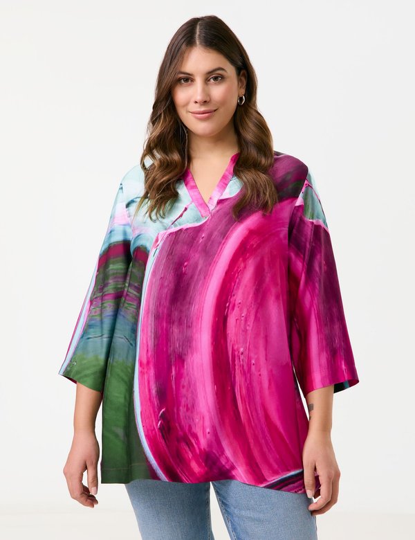 Bluse - magenta gemustert