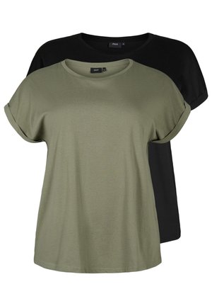 2-PACK SHORT SLEEVED - Základné tričko - dusty olive black