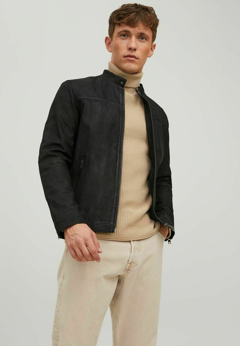 Jack & Jones PREMIUM PREMIUM Leather jacket black Zalando.de