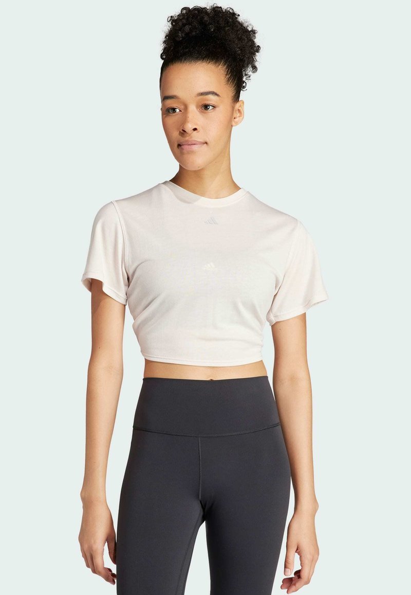 adidas Performance YOGA STUDIO WRAPPED - T-shirts print - putty mauve   grey two