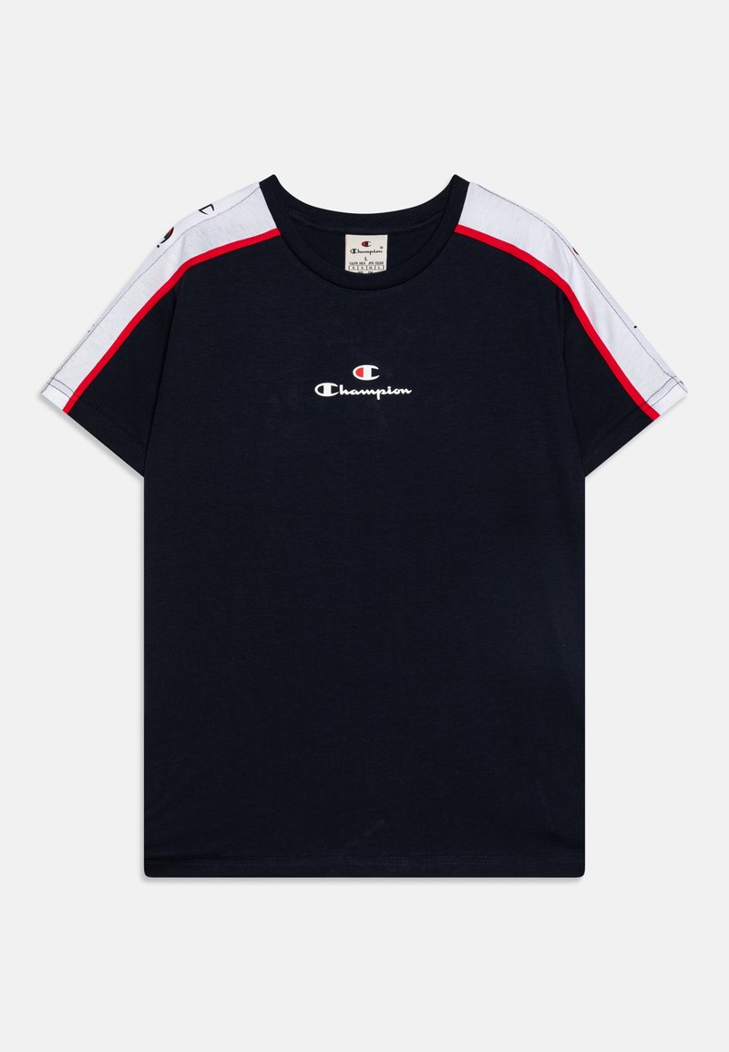 Champion RETRO SPORT CREWNECK CONTRAST SMALL LOGO UNISEX - Camiseta estampada - new navy/white/red