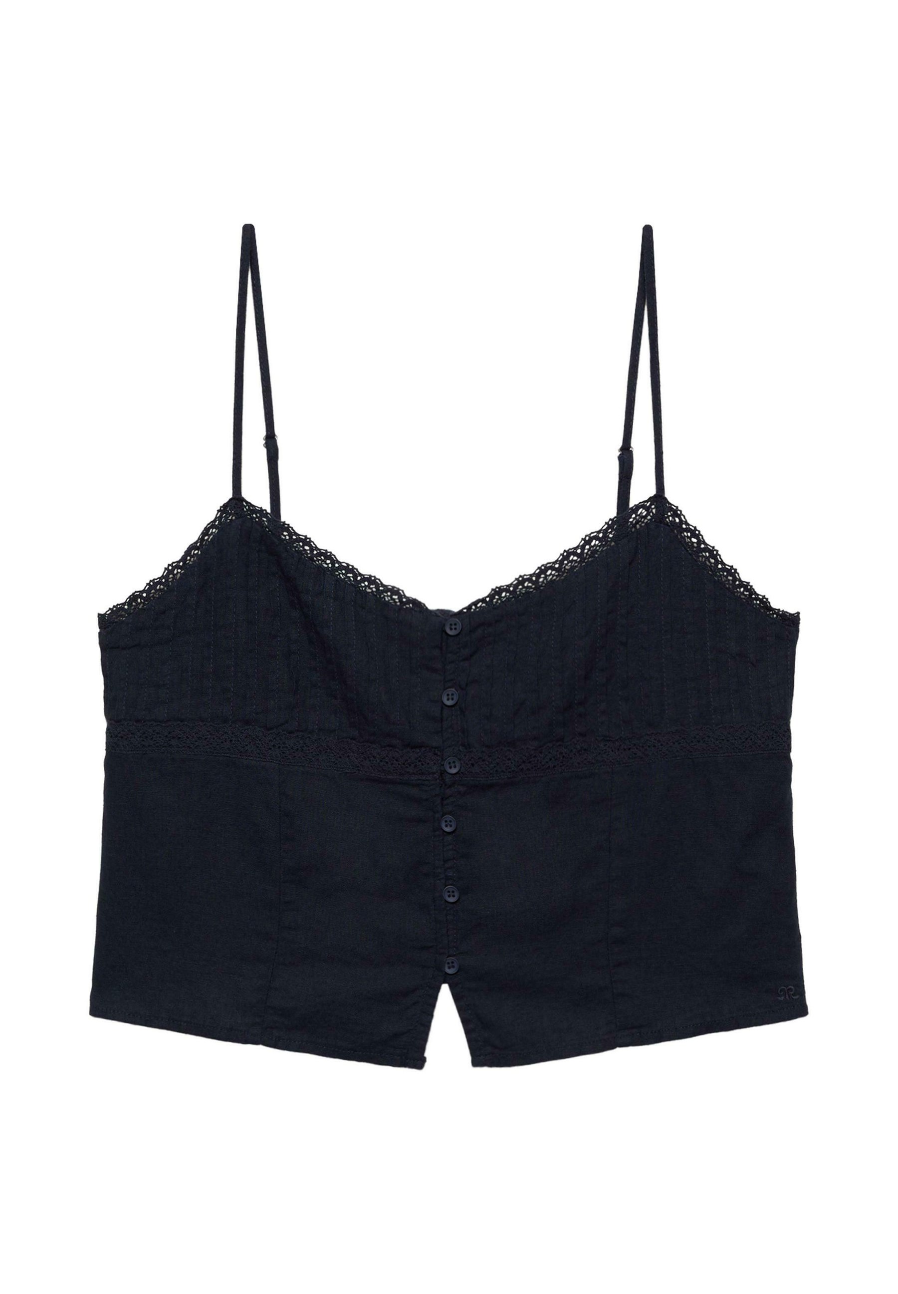 Mottled dark blue top