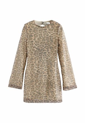 REGULAR FIT - LONG SLEEVE    - Koktailové šaty/večierkové šaty - brown leopard print sequin