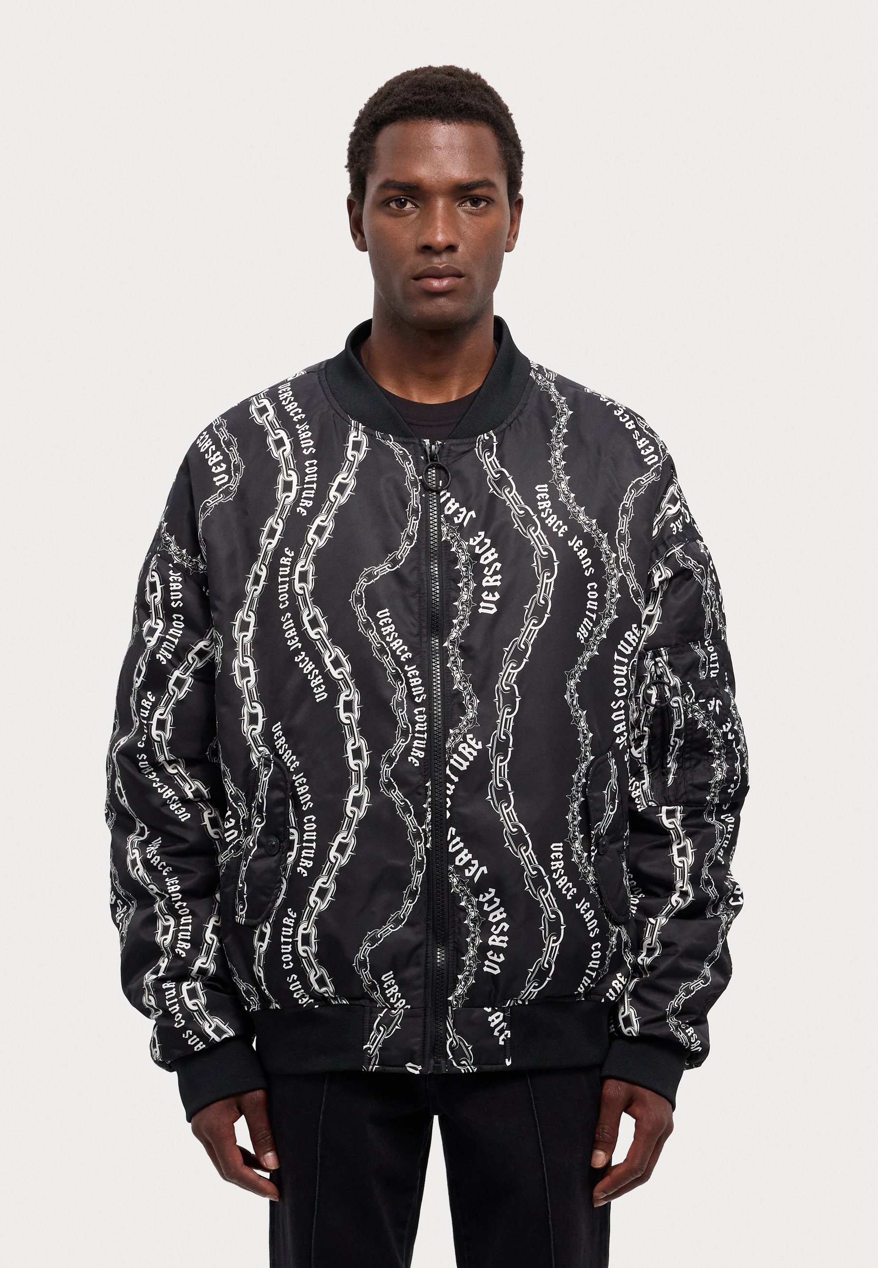 Versace Jeans Couture CHAINS - Down jacket - black - Zalando.co.uk