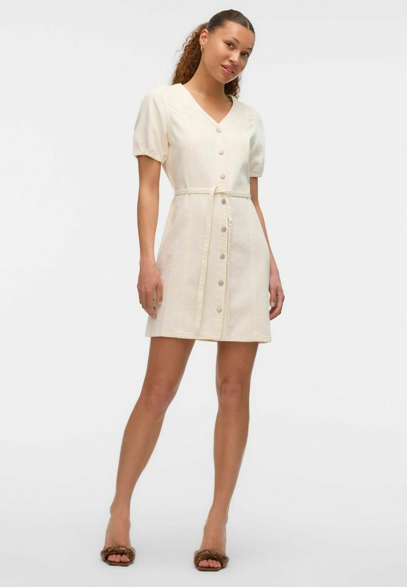 VERO MODA SS V-Neck Short Dress Vmjanet Noos Women's Denim V-Neck Short