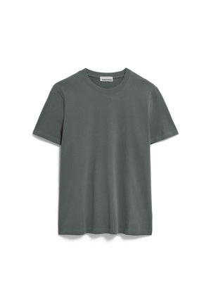 T-shirt in cotone grigio con scollo rotondo e maniche corte. Texture liscia, vestibilità comoda e senza motivi o decorazioni visibili.