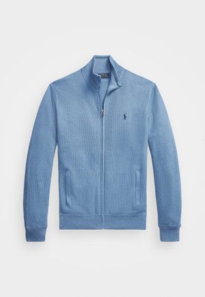 MESH KNIT COTTON FULL ZIP SWEATER - Kofta - blue stone heather