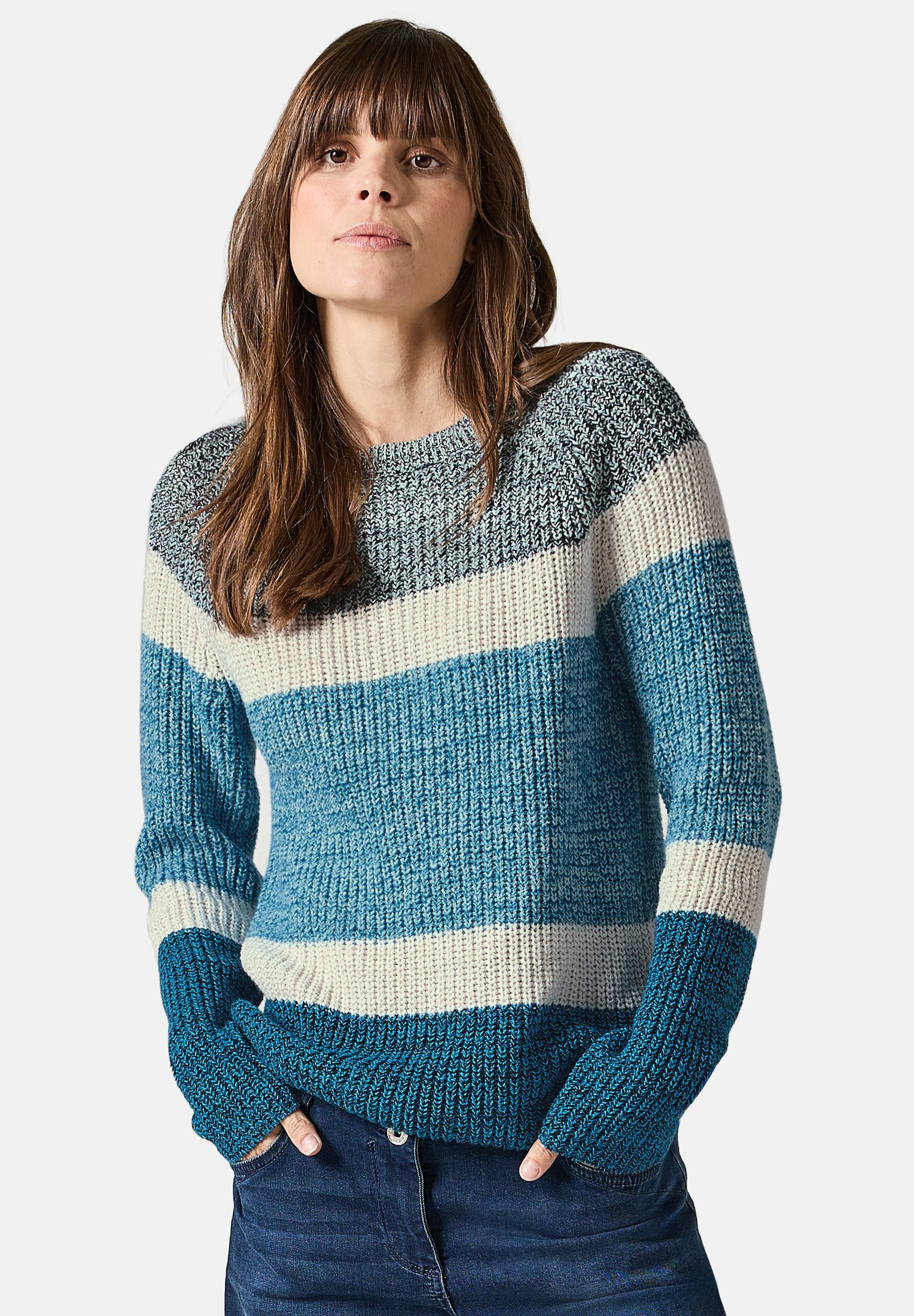 Cecil Damen-Strickpullover Gestreift – Weicher Feinstrick Mit U-Boot-Ausschnitt