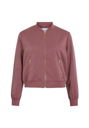 Rosafärgad bomberjacka med dragkedja fram, ribbad krage och muddarna samt två fickor med dragkedja. Slät tyg med en skräddarsydd passform.