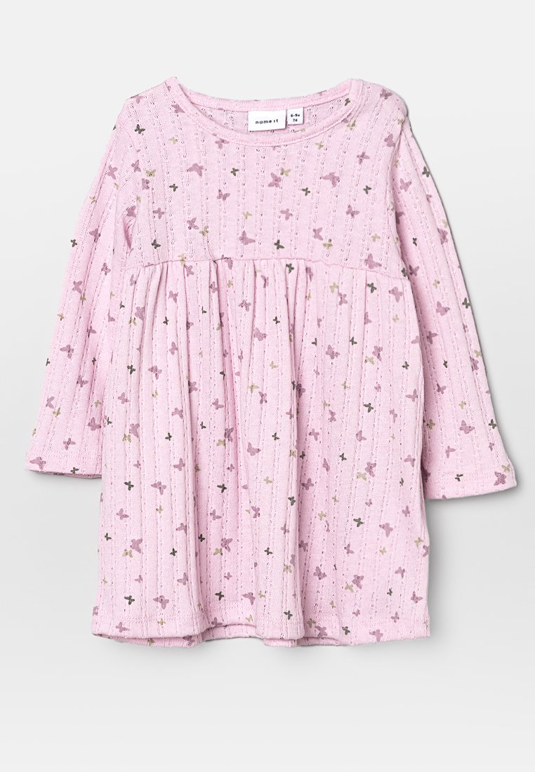 name it Gebreide jurk roze