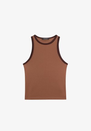 Massimo Dutti HALTER NECK WITH CONTRAST DETAIL - Top - brown