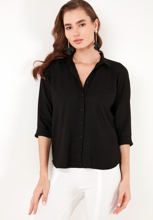 LELA REGULAR FIT - Button-down blouse - black