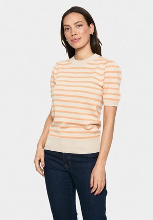 MILASZ SS STRIPED - T-shirt print - fog orange stripe